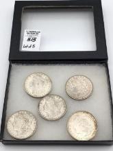 Lot of 5-1921 Morgan Silver Dollars