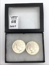 Lot of 2 Silver Peace Dollars-1922 & 1923