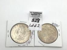 Lot of 2-1921-S Morgan Silver Dollars