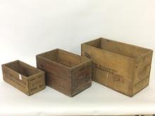 Lot of 3 Wood Ammo Boxes Including