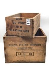 Lot of 2 Adv. Dupont  Wood Boxes