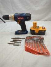 RYOBI ONE PLUS SYSTEM 18V DRILL KIT. DOES WORK.