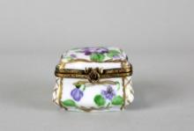 Violet Flower & Gilt Hand Painted Porcelain Limoges Trinket Box