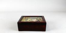 Small Wooden Box with Kitagawa Utamaro Print Under Glass Lid