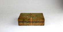 Vintage Hand Painted Wooden Divided Box with Bow Design