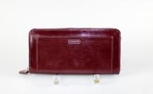 Coach Darcy Burgundy Patent Leather Accordion Zip Wallet No. F49963