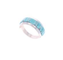 Zuni Sterling Silver Number 8 Turquoise Inlay Ring