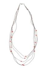 Navajo Liquid Silver Red Branch Coral Necklace