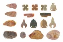 Knapped Projectile Points & Tool Artifacts Display