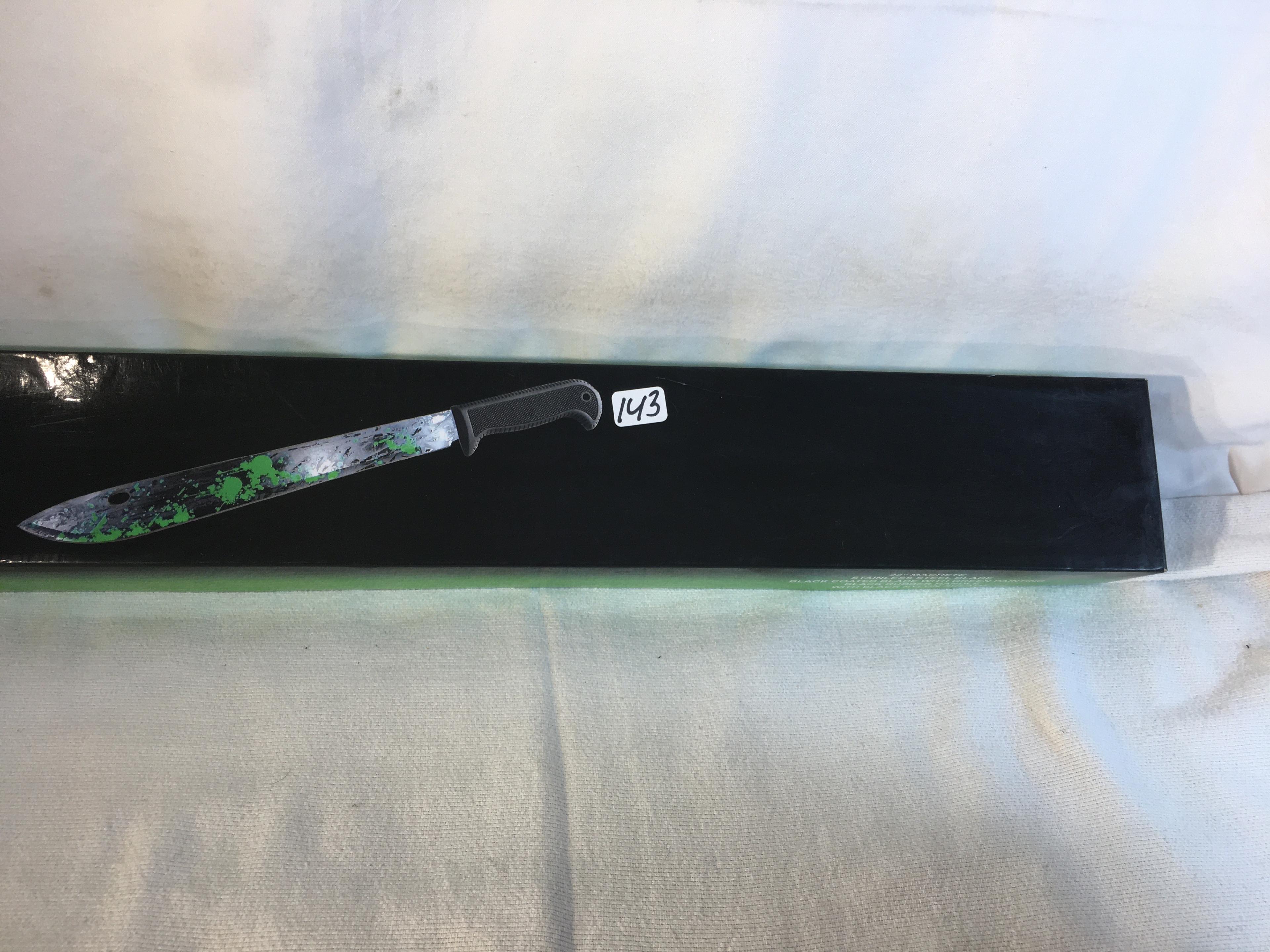 New Collector Tac Assault 18-388 22" Machete Satinless Steel Blade Black Coated Blade W/Green Painti