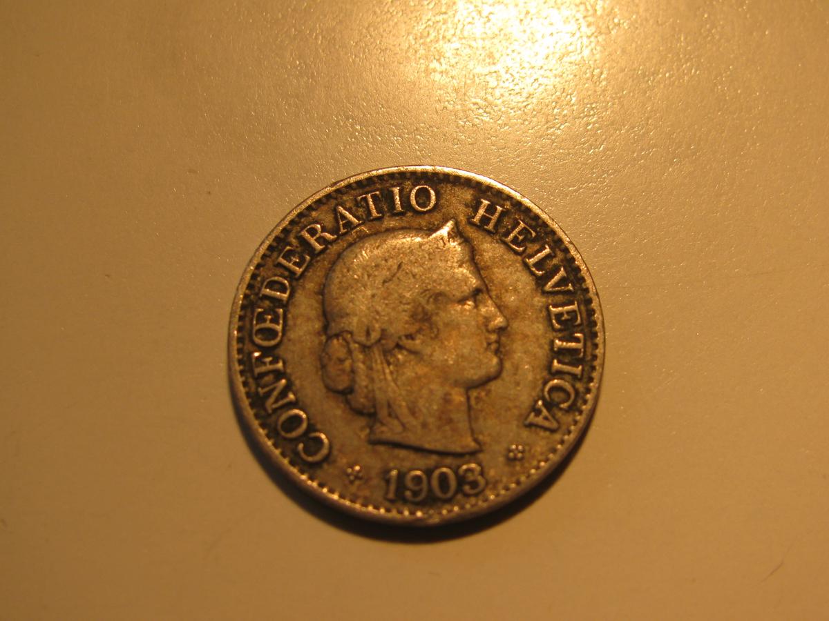 Foreign Coins: 1903 Switzerland 5 Rappen
