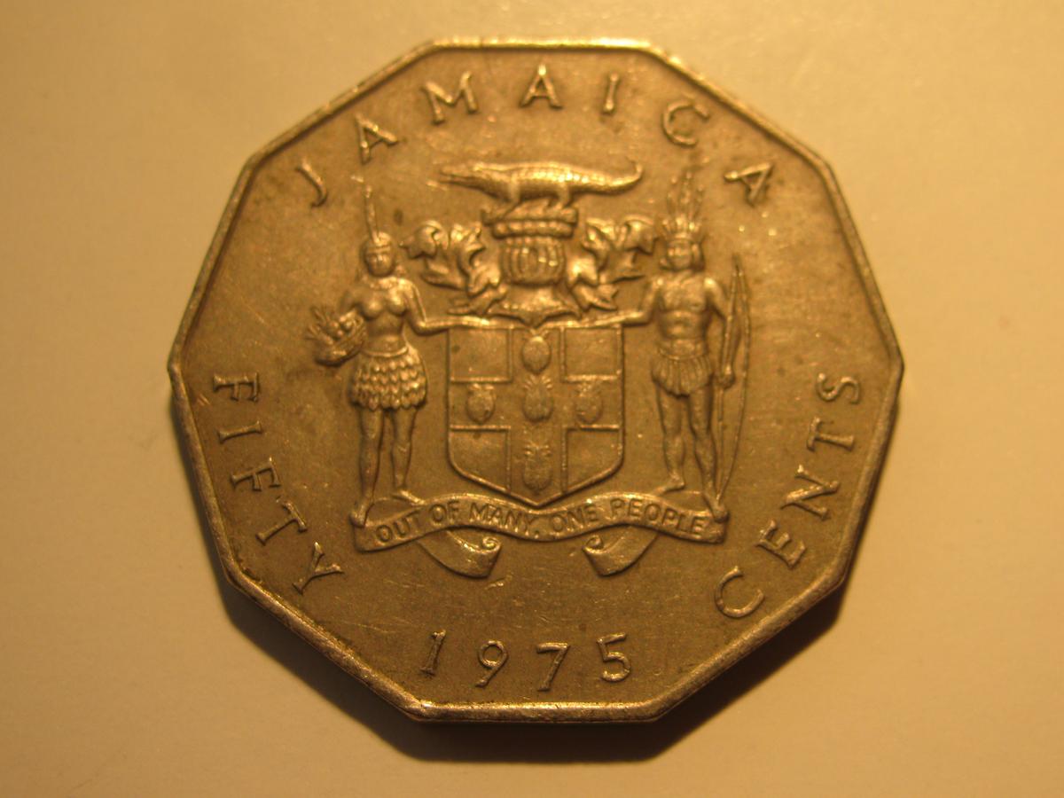 Foreign Coins: Jamaica 1975 50 Cents big coin