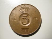Foreign Coins: Sweden 1953 5 Ore