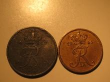 Foreign Coins: Denmark 1953 & 1966 5 Ores
