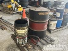 Oil Drum, c/w Extra Pump, Buckets (Pallet of)