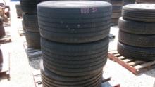 LOT OF TIRES,  (3) 445/50R 22.5 W/ALUMINUM WHEELS, AS IS WHERE IS