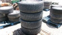 LOT OF TIRES,  (4) 275/70R 18 TIRE W/ALUMINUM WHEELS, AS IS WHERE IS