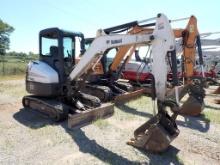 Bobcat E32 Mini-Excavator, 1,843 hrs, Cab, Rubber Track, Backfill Blade, 24