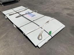 ( 2 ) UNUSED STACK OF METAL SHEET, APPROX 39IN W x 8FT L , APPROX 60 PIECES WITH METAL FORKLIFT P...