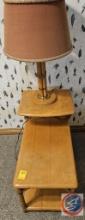 Wooden side table 28 x 14 x 22 with lamp