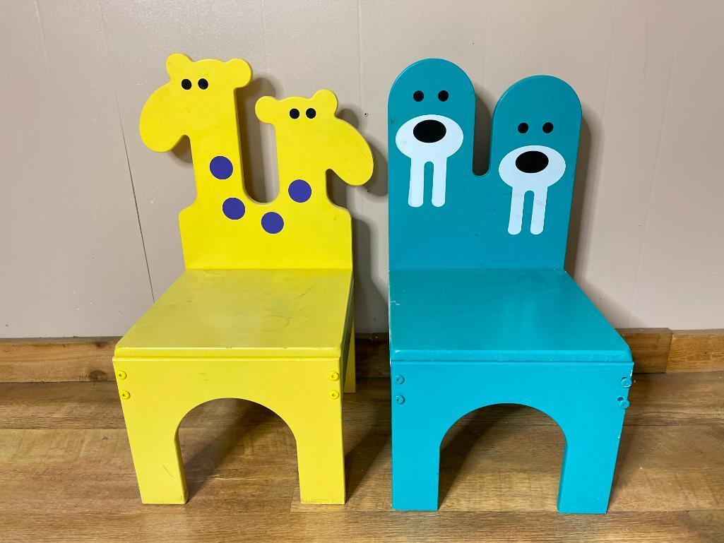 Group of 2 Wooden Youth Animal Chairs
