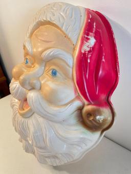 Vintage Heavy Plastic Christmas Santa Face