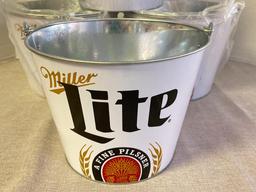 Group of 4 Metal Miller Lite Ohio Beer Buckets