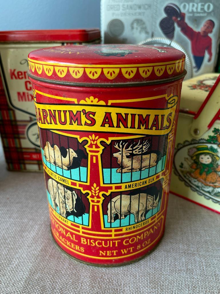 Group of Vintage Tins and Ceramic Oreo Cookie Jar