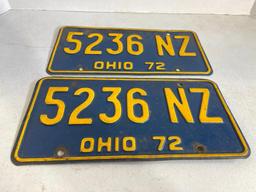 Matching Set of 1972 Ohio License Plates