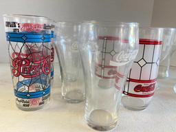 Group of Coke and Pepsi Drinking Glasses