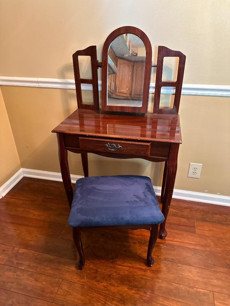 Small Fiberboard Vanity and Bench