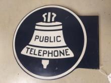 Double Sided Enamel Painted Public Telephone Sign