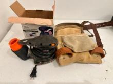 Leather Tool Pouch and Warrior Palm Sander Working