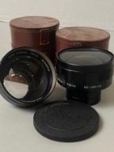 Two Vintage Aires Camera Lenses with Containers