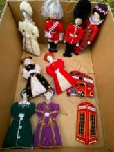 Group of 10 British Felt Christmas Ornaments