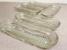 Set of 6 Clear Glass Corn on the Cob Dishes