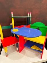 Colorful Kids Desk, Shelf and Chair in Shape of Pencils!