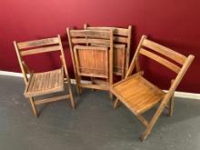 4 Vintage Folding Wood Chairs
