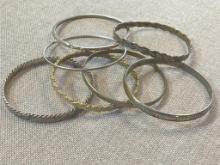 Group of 7 Silver Tone Bracelets