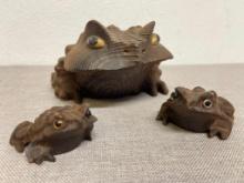 Vintage Wooden Carved Frogs