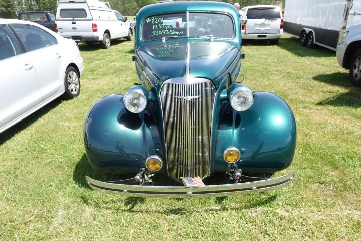 #8201 1937 CHEVY COUPE HOT ROD 4 SPEED SHOWING 33043 MILES ROCKET ALUM WHEE