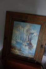 BOX LOT WITH WALL CLOCK SEASCAPES AND MORE