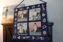 TAPESTRY OF LIGHTHOUSES AND ETCHING OF LIGHTHOUSE