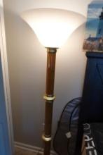 FAUX MARBLE AND BRASS FLOOR LAMP