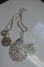 STERLING NECKLACE 22" WITH PENDANT AND MATCHING EARRINGS .64 T OZ