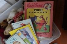 LOT OF CHILDS TOYS MOSTLY TEDDY BEARS AND CHILDRENS BOOKS POOH BAMBI AND MO