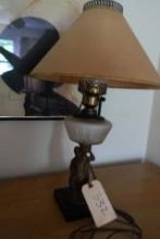 BLACK MARBLE AND BRASS TABLE LAMP