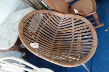 TWO RATTAN TUB CHAIRS BY TROY BRASS BASES