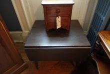 ANTIQUE MINIATURE CHEST 2 DRAWER TOP MEASURES 10 1/2 X 6 STANDS 11 INCH TAL