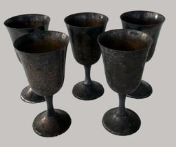 (5) Wallace Silver Plate Goblets & (3) Serving
